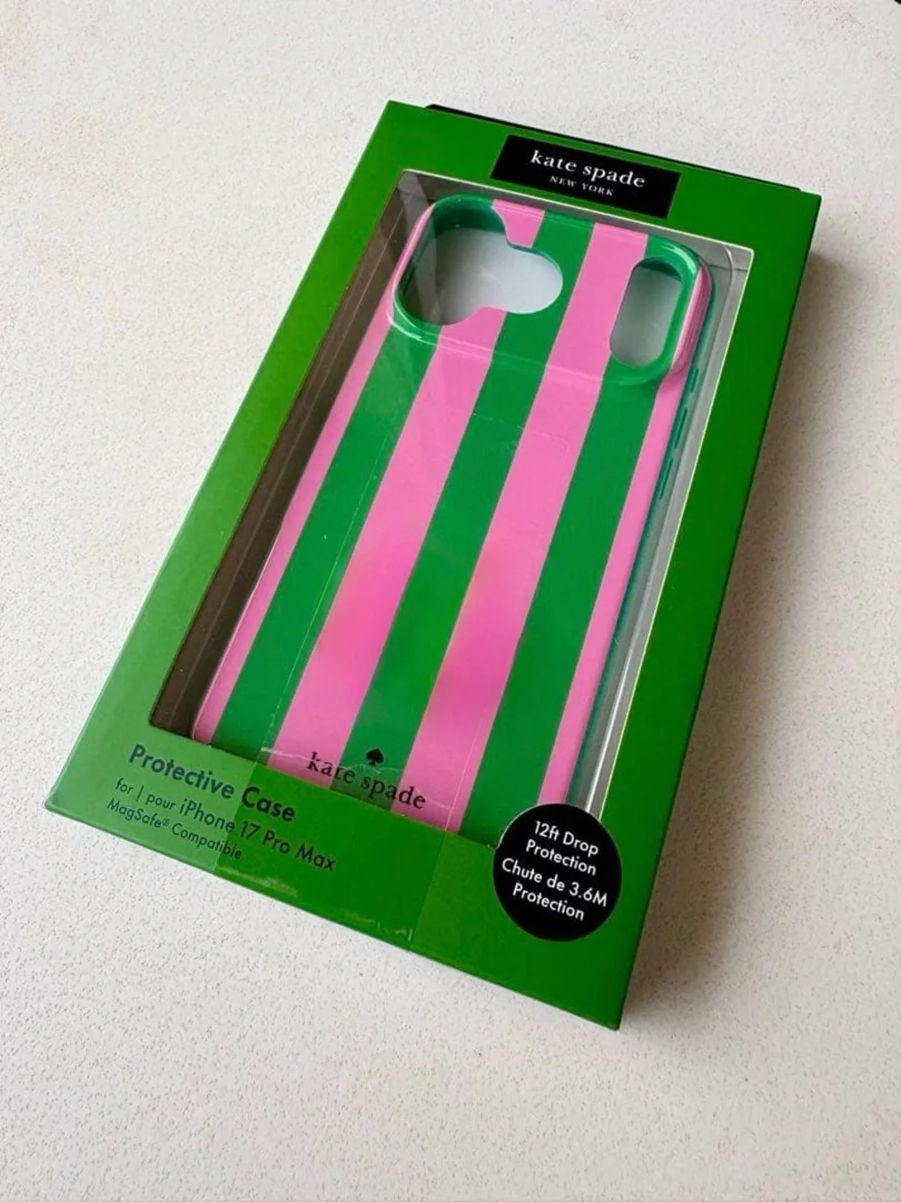 KATE SPADE VERTICAL STRIPE iPHONE 17 PRO MAX MAG SAFE CASE Pink Green